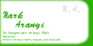mark aranyi business card